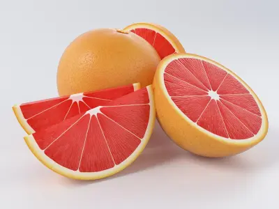 Cartoon Grapefruit 3D model