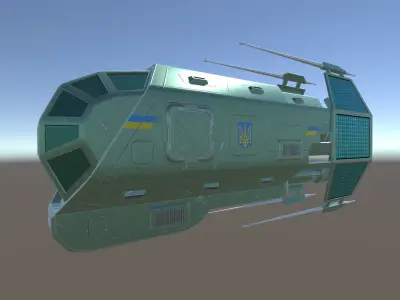 Spaceship Patriot Type 2 Green Low-poly 3D model