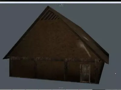 Wikingerhaus fbx wooden house with roof Low-poly 3D model