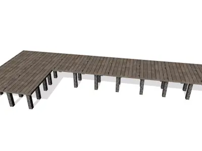 Old Wooden Pier Low-poly 3D model