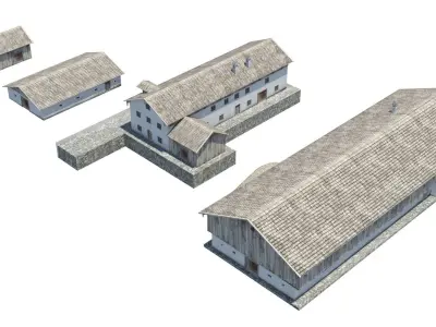 Historic Bavarian farmhouse 18th century Einfirsthof Low-poly 3D model