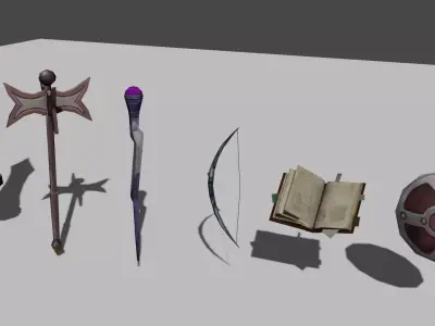 Fantasy Weapon Stylized Pack Low-poly 3D model