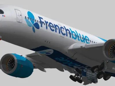 Airbus A350-900 XWB FrenchBlue airline livery Low-poly 3D model