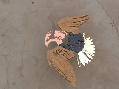 2D to 3D design of Eagle  Low-poly 3D model