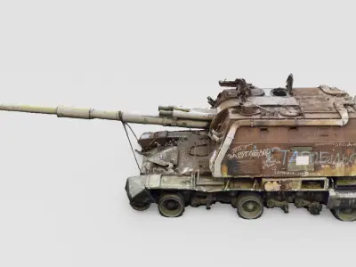 Destroyed 2S19 Msta 152 mm self-propelled howitzer M1990 3D model shop