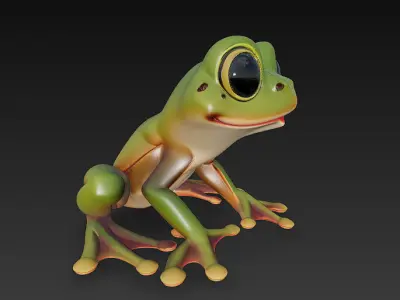 Frog Realistic 3D Model Basic - Low Poly Realistic  Low-poly 3D model