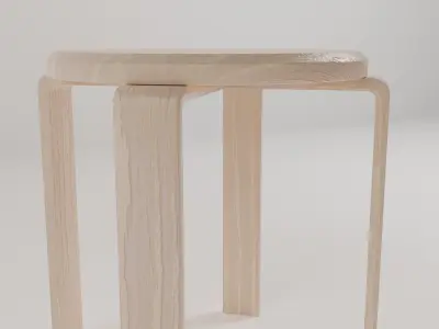 Wooden Stool Chair Free 3D model