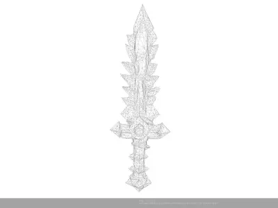 Stylized Frostfire Blade 3D Model - Game Ready Sword - AI Low-poly 3D model