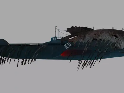Submarine camouflaged with fish skin - Queen of Depths 3D model