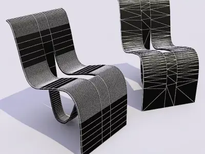 Chair pair of wooden chairs Free 3D model
