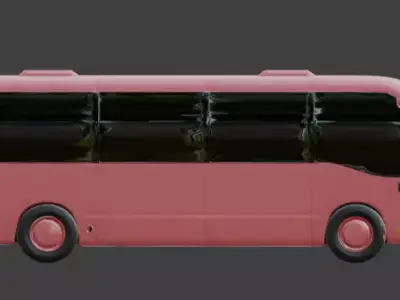 Pink Cartoon Bus 3D Model Low-poly 3D model