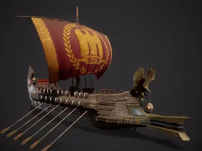 Trireme Low-poly 3D model