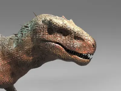 Ancient Jurassic Dragon with Mayan Temple Ruins 3D model