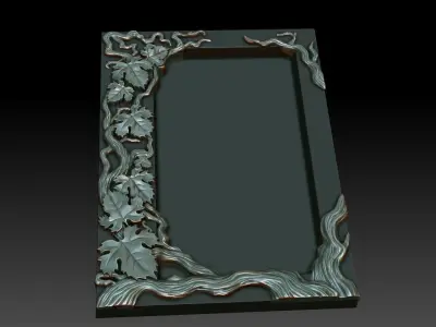 Decorative frame with grape leaves Free 3D model