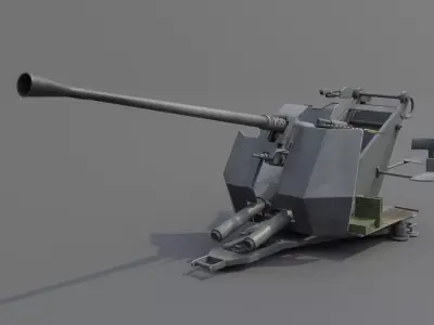 37 mm Flak 37 Anti Aircraft Gun Low-poly 3D model