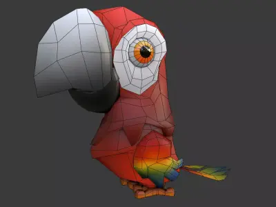 Low Poly Cartoon Macaw Not Rigged Low-poly 3D model