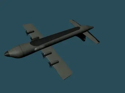 Aircraft military plane flying in sky Low-poly 3D model