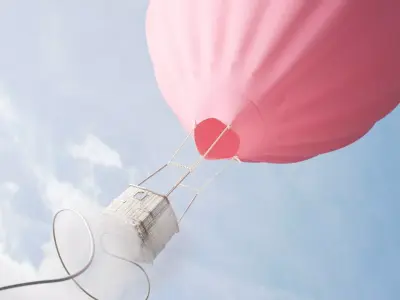 Cartoony hot air balloon 3D model