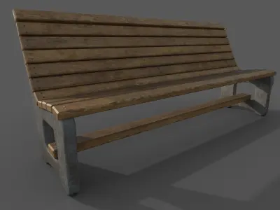 park bench with pbr texture sets Low-poly 3D model
