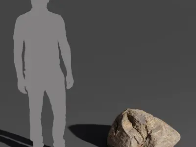  Dark Warm Toned Marbled Large Rock Boulder Model 