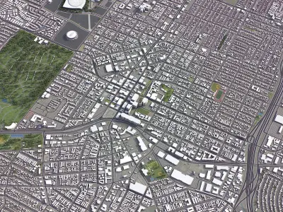 Inglewood - 3D City Low-poly 3D model