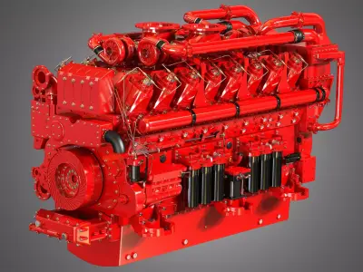  QSK95 16 Cylinders Engine - Marine Turbocharged Diesel Engine 3D model