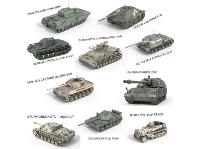 10 Military Vehicles Collection v13 Low-poly 3D model
