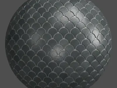 Materials 16- Fish scale tiles PBR 3D model