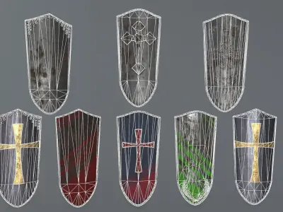 shield set spartan Low-poly 3D model