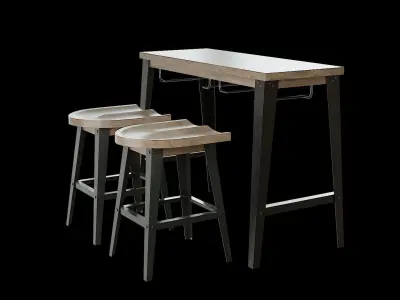 Dining Table Set-04 Low-poly 3D model