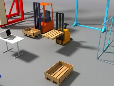 Conveyor stuff for warehouse Low-poly 3D model