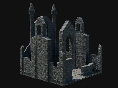 CELTIC RUIN MEDIEVAL GOTHIC CASTLE CATHEDRAL RUINS COLLECTION Low-poly 3D model
