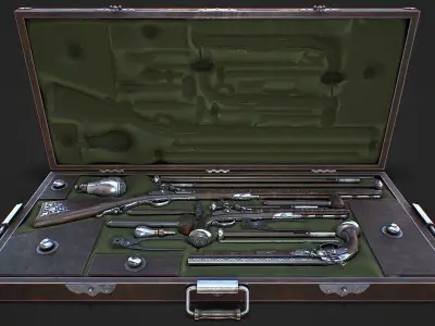 Flintlock Gun Case Low-poly 3D model
