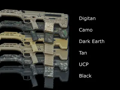 Modular Bullpup Rifle-Carbine Variant Low-poly 3D model