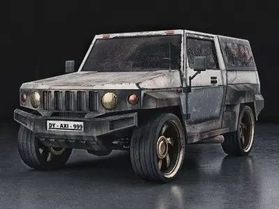 SUV with shiny wheels Low-poly 3D model