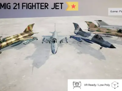 MiG 21 Pack of 5 Designs - Rigged and Animated  Low-poly 3D model