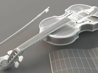 Violin and open book 3D model