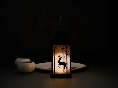 Lantern with silhouette Free low-poly 3D model