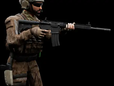 Special Operation United States Soldier Low-poly 3D model