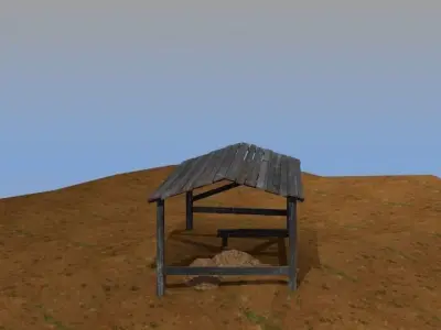 Wooden stable Free low-poly 3D model