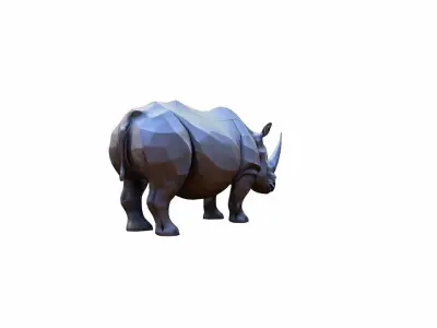 Lone Rhino In The Savanah 3d Model 3D model