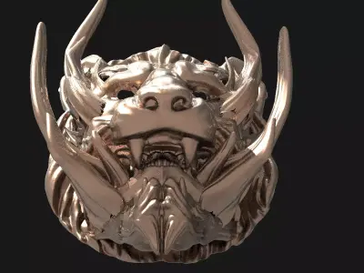 Samurai lion mask 4  3D model
