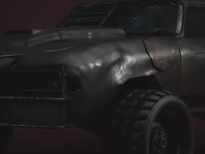 Post-Apocalyptic Game Ready Vehicle with Armor and Weapons Low-poly 3D model