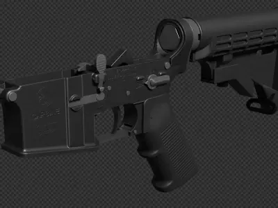 AR-15 Lower Receiver Assembly Low-poly 3D model
