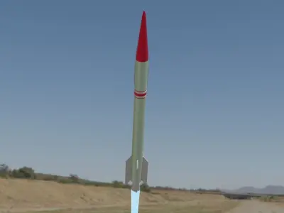 Rocket Low Poly flying in sky Free low-poly 3D model