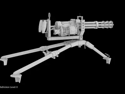 M134 Minigun Tripod Mounted Dirt Low-poly 3D model