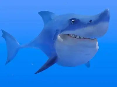 Shark Toon Animated Low-poly 3D model