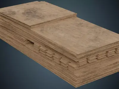 Wooden Sheets 1B Low-poly 3D model