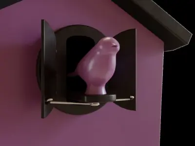 Wall Clock - Decoration Bird Wood Box 3D model