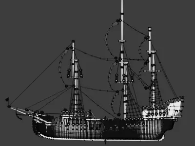 Old Ship Low-poly 3D model